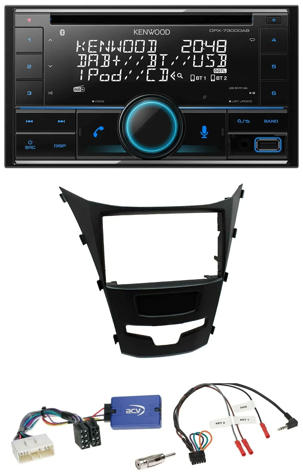 Kenwood CD 2DIN DAB USB Lenkrad Bluetooth Autoradio für SSangYong Korando ab 13