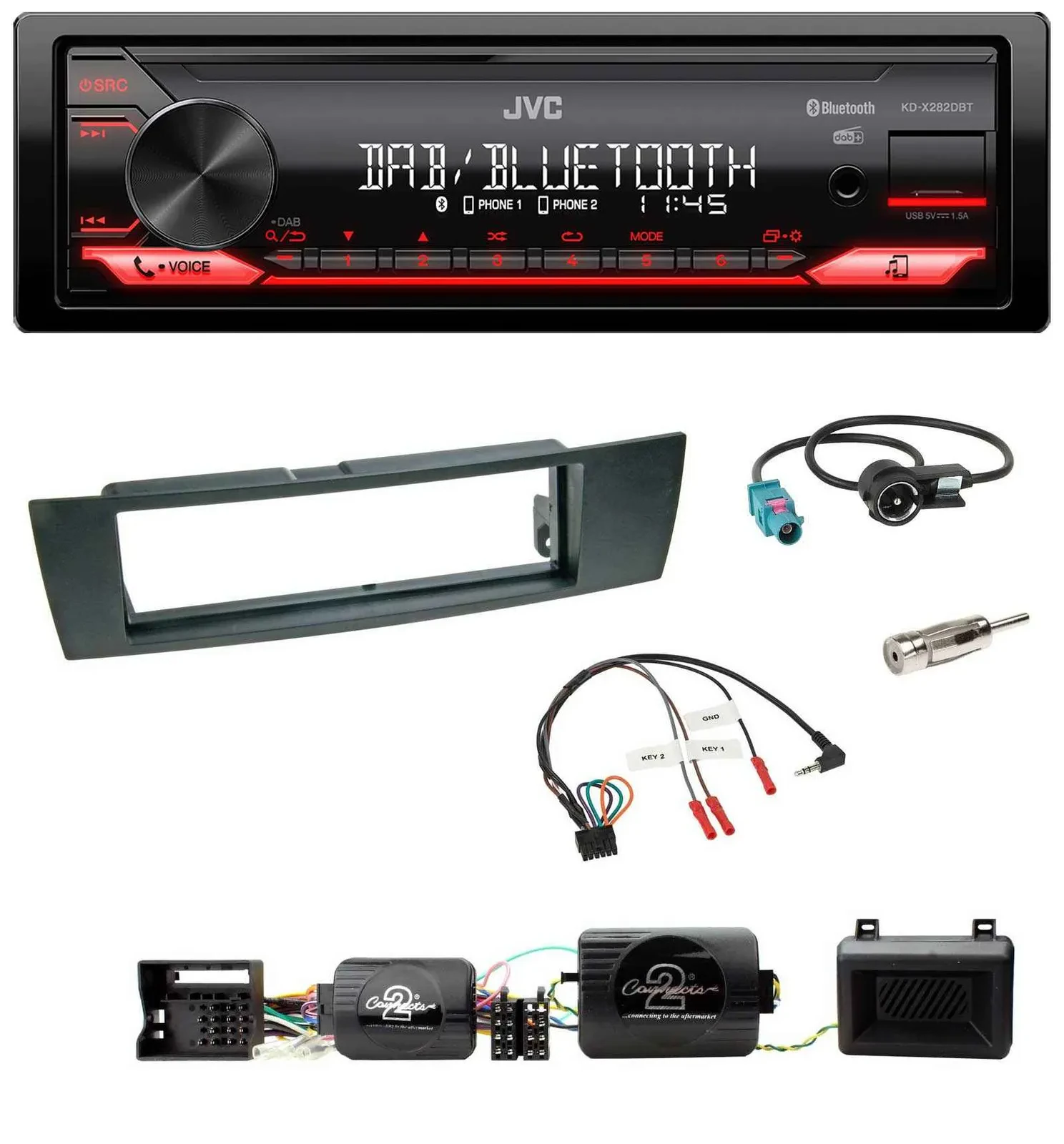 JVC Bluetooth USB DAB Lenkrad Autoradio für BMW 1er 2004-2013 E87