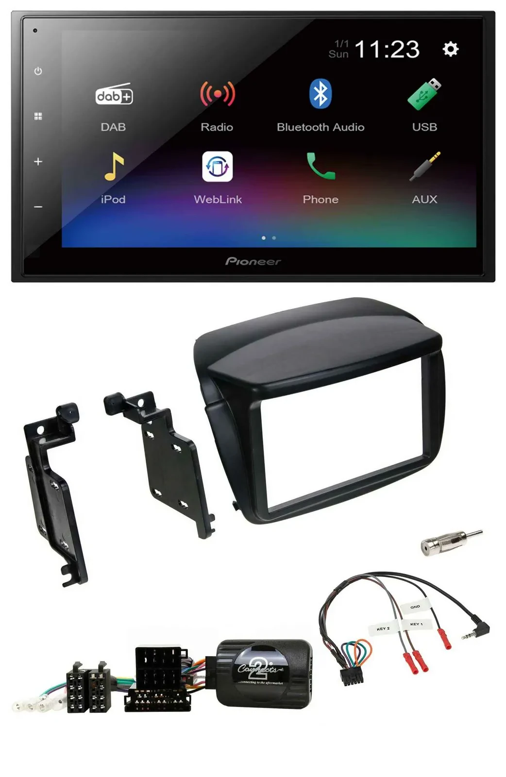 Pioneer USB Bluetooth DAB 2DIN Lenkrad Autoradio für Fiat Doblo ab 2010 Opel Com