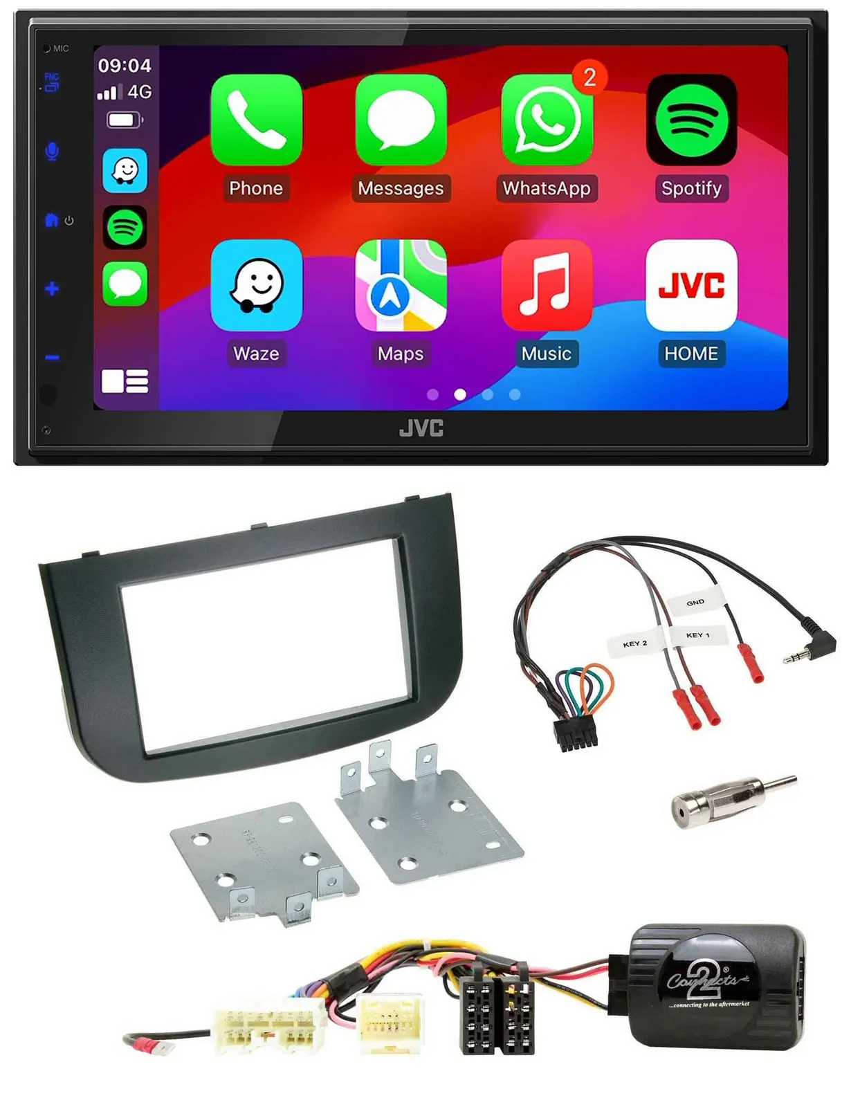 JVC Bluetooth USB Lenkrad 2DIN DAB Autoradio für Mitsubishi Colt 2008-2020