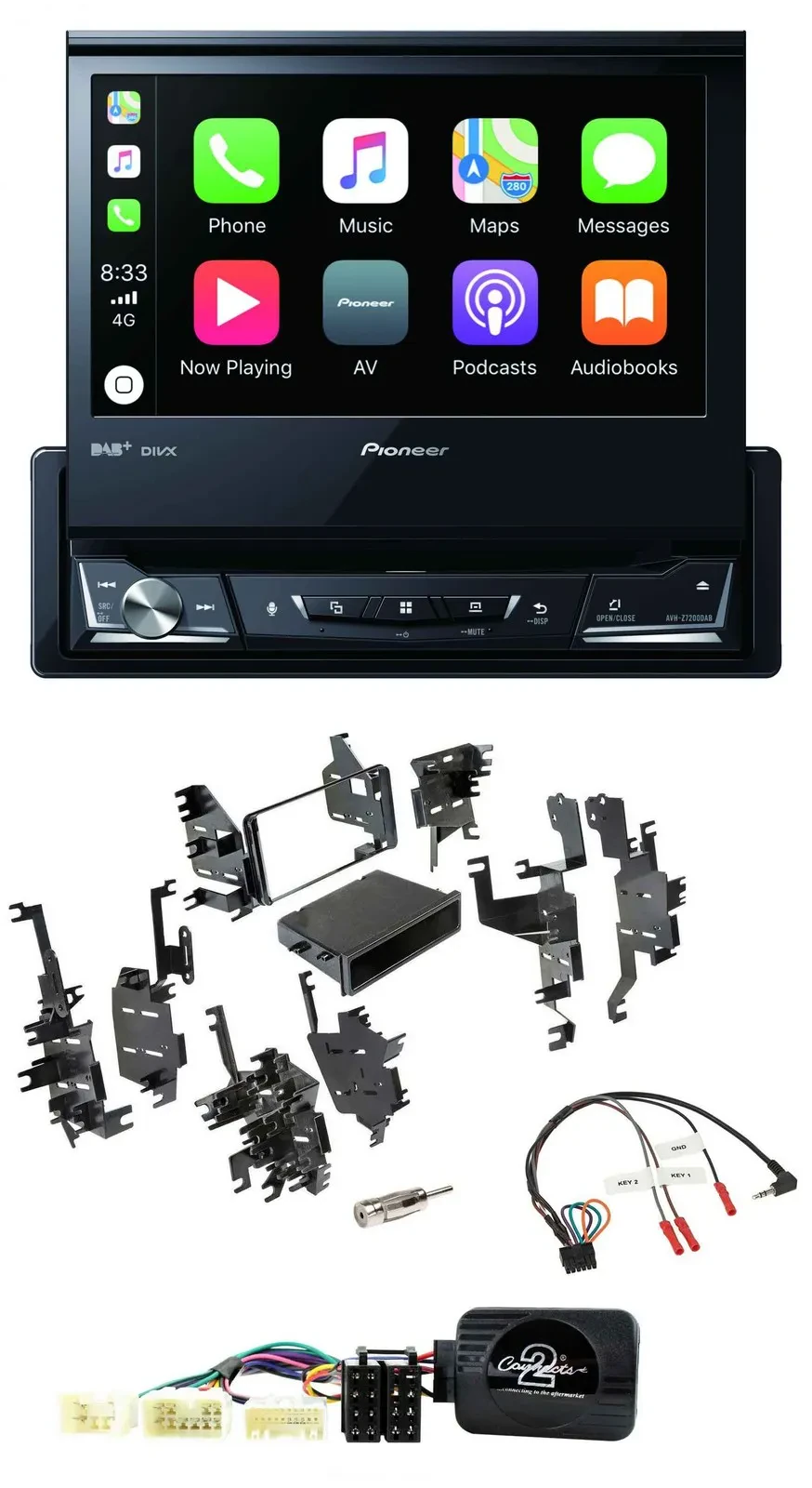 Автомагнитола для Toyota RAV4 (2001–2005) Pioneer DVD, Bluetooth, DAB, USB, совместима с кнопками на руле