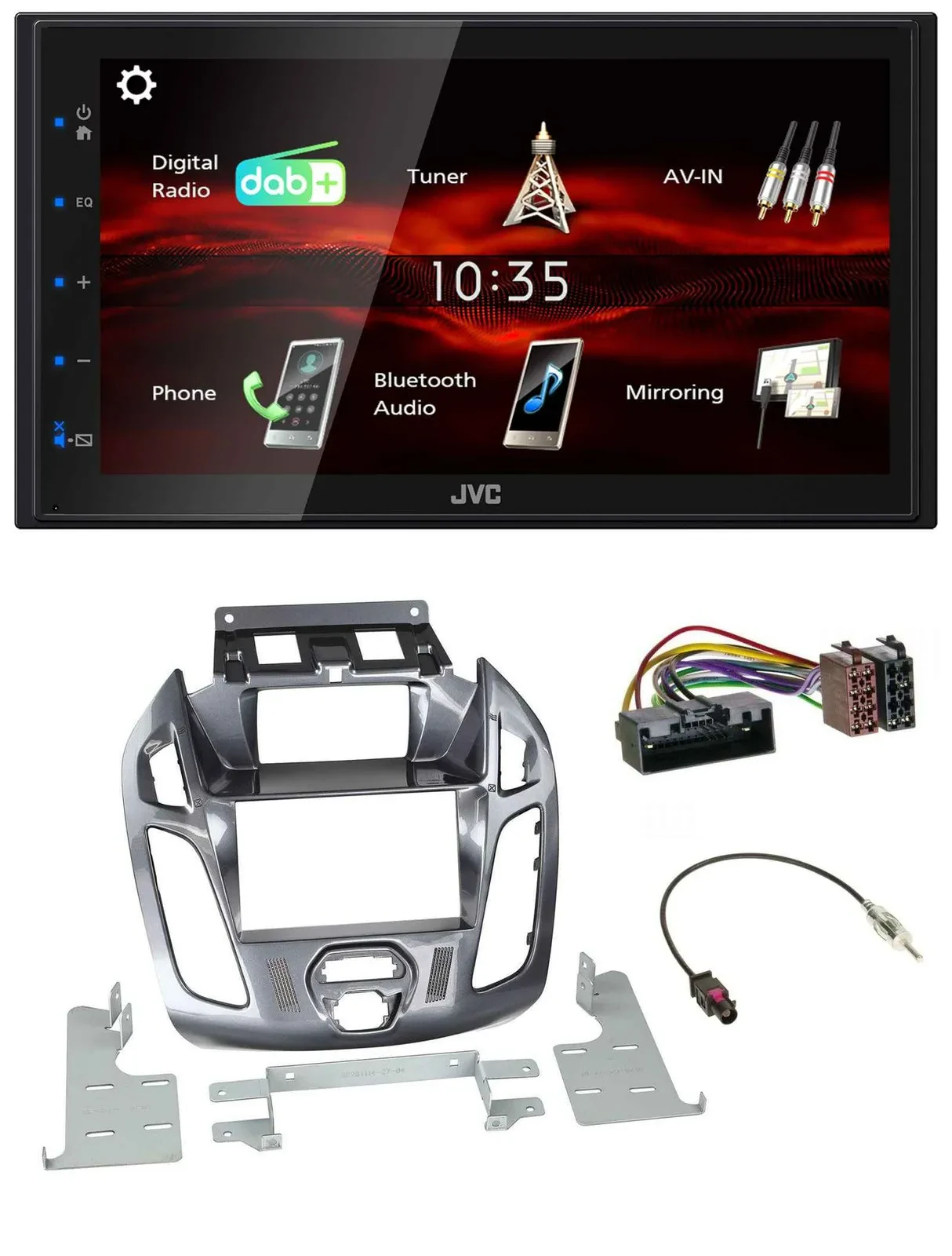 JVC USB Bluetooth MP3 DAB 2DIN Autoradio für Ford Transit Connect mit Display 12