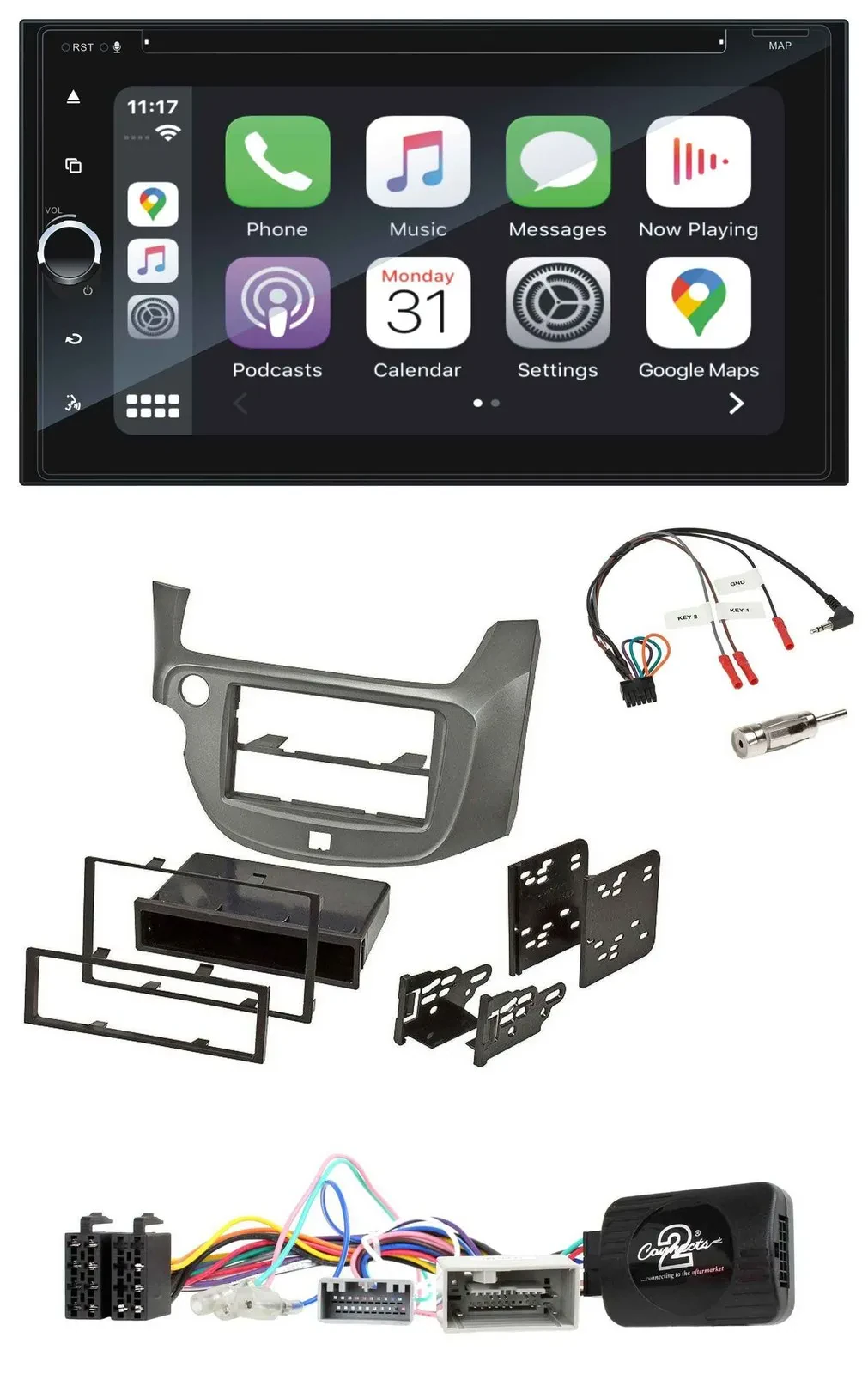 Blaupunkt 2DIN Bluetooth DAB USB DVD Lenkrad Autoradio für Honda Jazz ab 2014 si