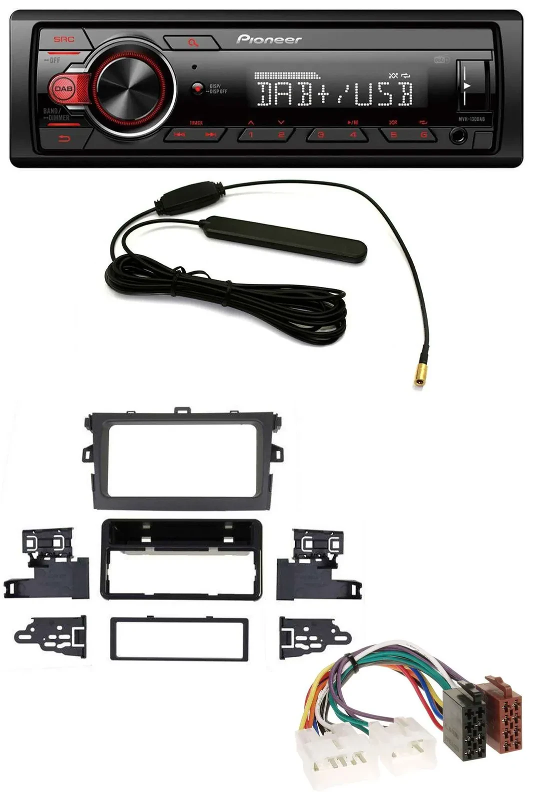 Автомагнитола для Toyota Corolla 2009–2012 Pioneer 1DIN, MP3, DAB, USB, AUX, серебристая