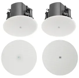 2 JBL Control 412C/T 3" Commercial 70v Ceiling Speakers+Magnetic White Grilles