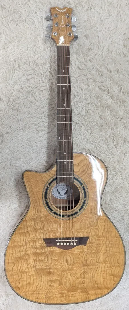 Dean EQAL GN Exotica Quilt Ash LEFTY Acoustic-Electric Guitar in Natural Finish
