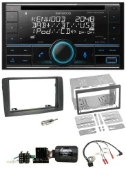 Kenwood CD 2DIN DAB USB Lenkrad Bluetooth Autoradio für Fiat Idea 2006-2012 grau