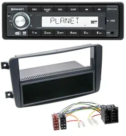 Автомагнитола Continental 1-DIN MP3 AUX USB DAB для Mercedes C-Class W203/CLK W209