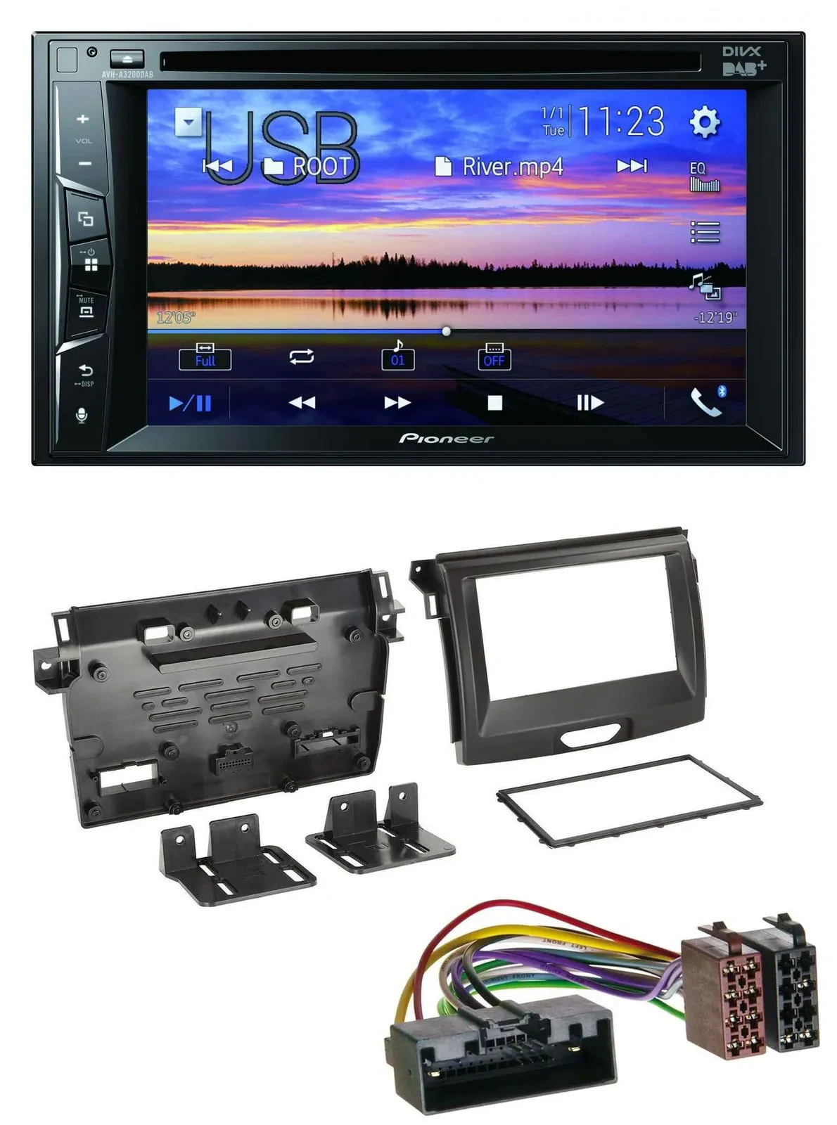 Автомагнитола Pioneer 2-DIN, Bluetooth, USB, DVD, DAB, MP3 для Ford Ranger (2AB, с 04/2015)