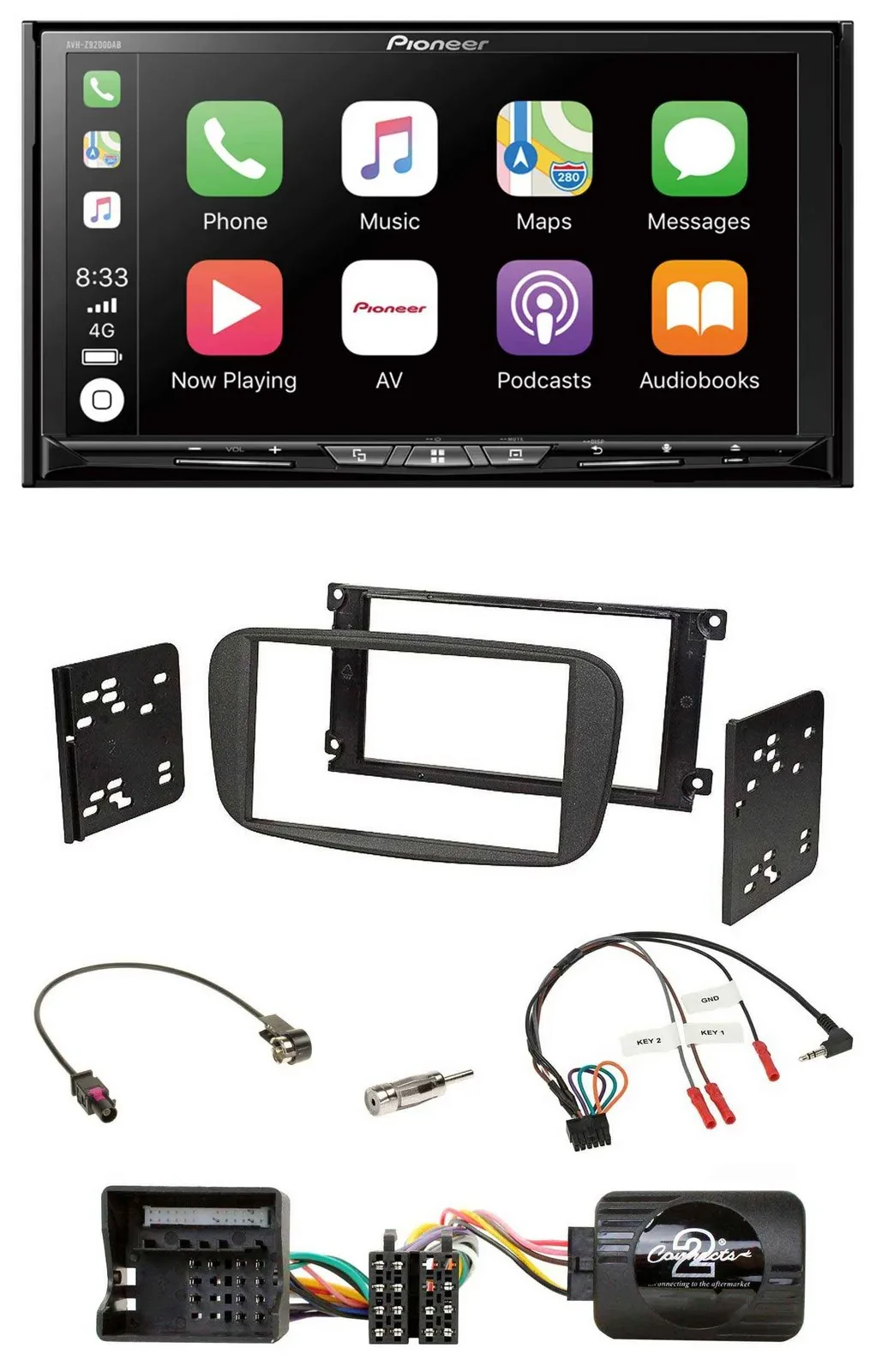Pioneer 2DIN Lenkrad USB DAB DVD Bluetooth Autoradio für Ford S-Max Mondeo 2007-