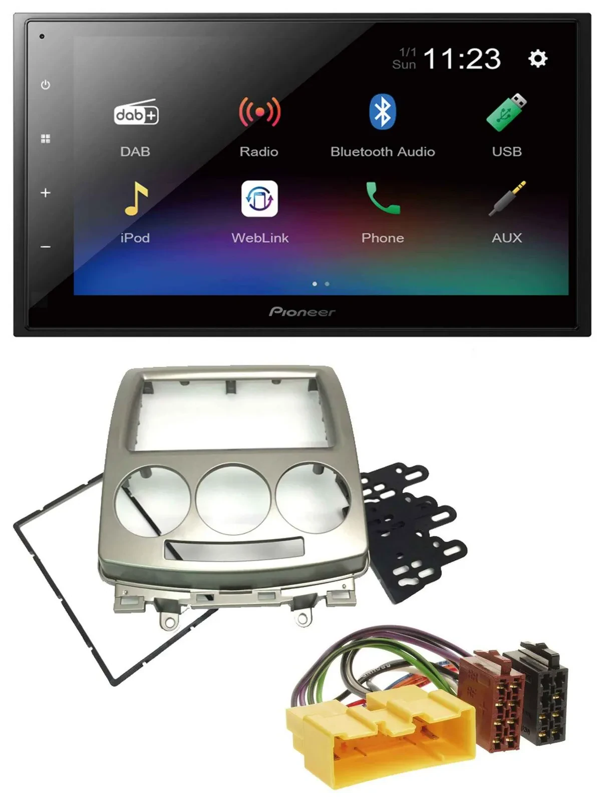 Автомагнитола Pioneer 2-DIN USB Bluetooth DAB MP3 для Mazda 5 (CR, 2005–2010)