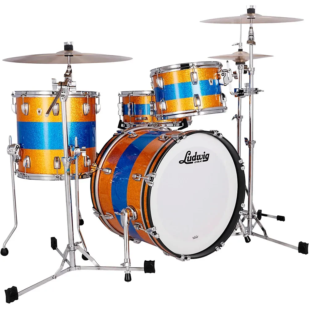 Ludwig Classic Maple 3-Piece Downbeat Shell Pack-20" Bass Drum Gold/Blue Tri-Bnd