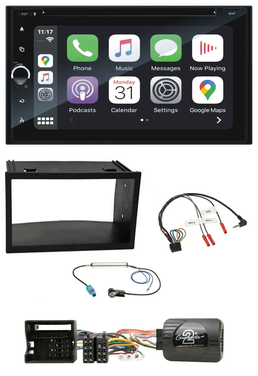 Blaupunkt DAB USB Bluetooth Lenkrad 2DIN TMC Navigation für VW Polo Passat Quadl