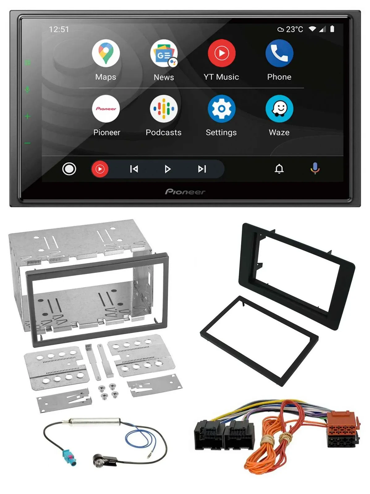 Автомагнитола для Saab 9-5 (YS3E) Facelift Pioneer 2-DIN, DAB, USB, Bluetooth, MP3