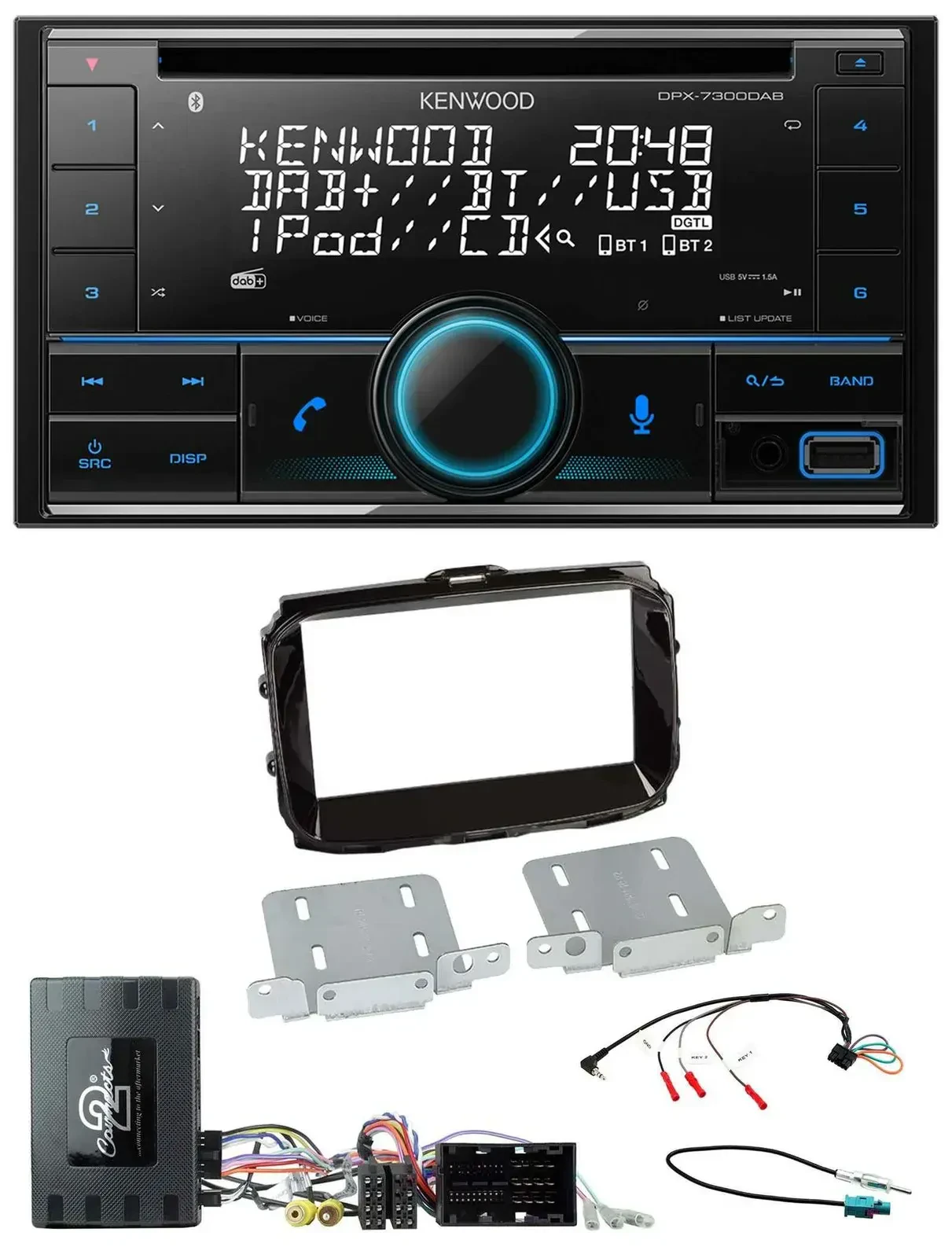 Автомагнитола Kenwood 2-DIN, CD, DAB, USB, Bluetooth, управление с руля, для Alfa Romeo Giulietta (2014–2021)