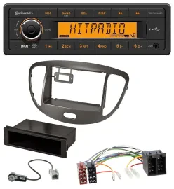 Continental 1DIN DAB MP3 AUX USB Autoradio für Hyundai i10 2008-2013 dunkelsilbe
