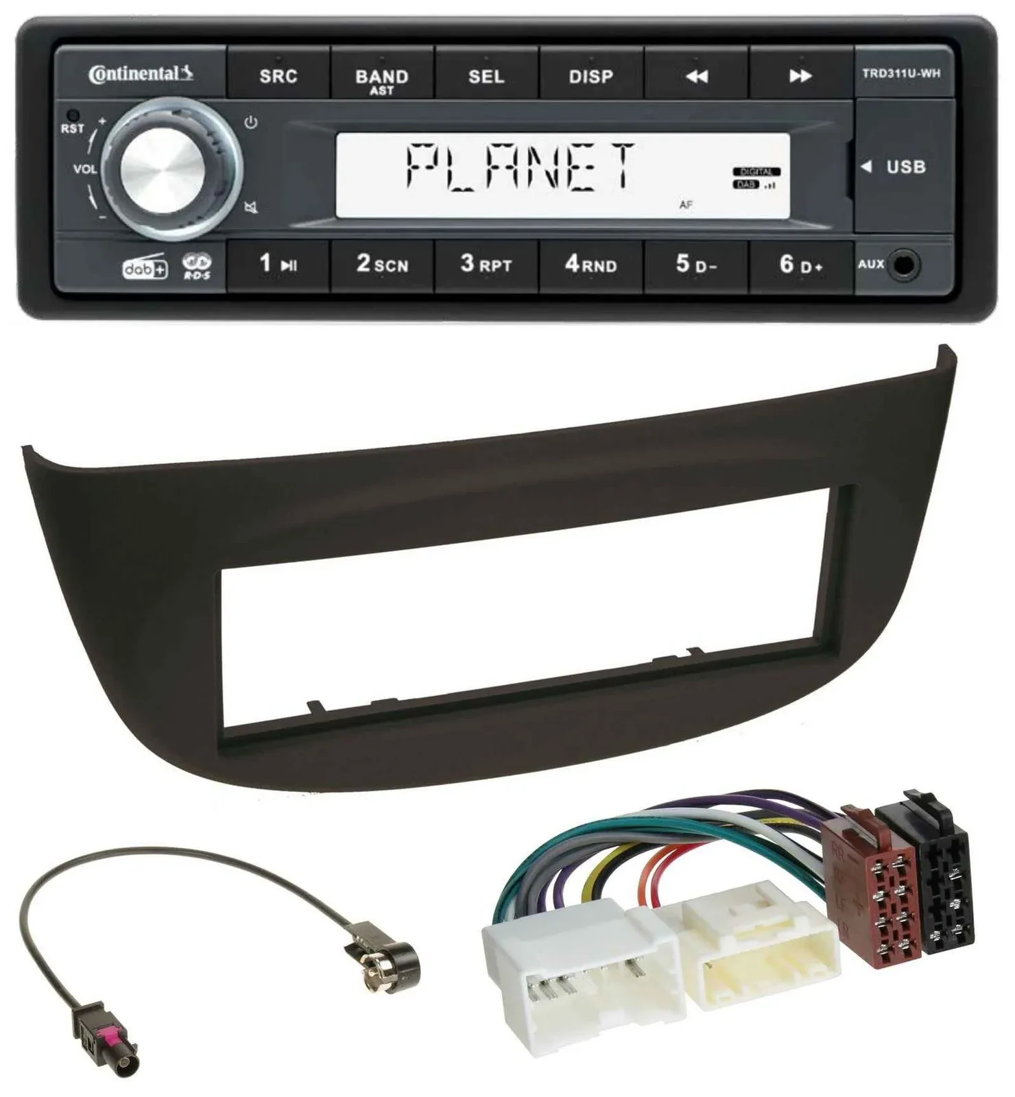 Автомагнитола для Renault Twingo Continental 1-DIN MP3/AUX/USB/DAB черная