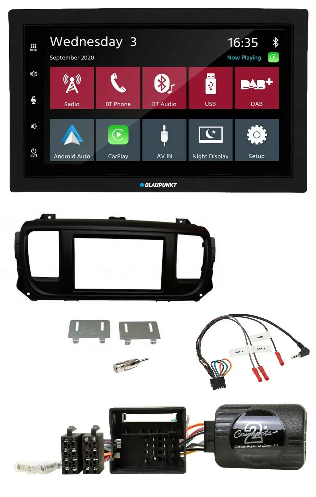 Blaupunkt DAB Bluetooth USB Lenkrad 2DIN Autoradio für Toyota Proace Citroen Jum