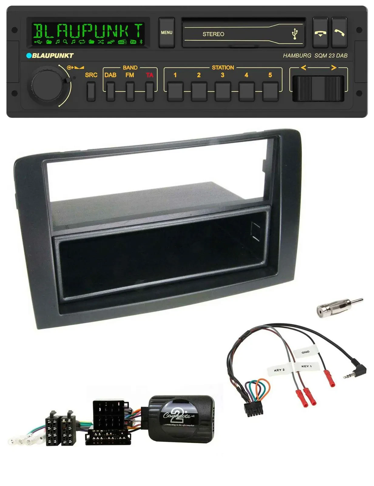 Автомагнитола Blaupunkt для Fiat Idea 2006–2012, USB, DAB, Bluetooth, черный