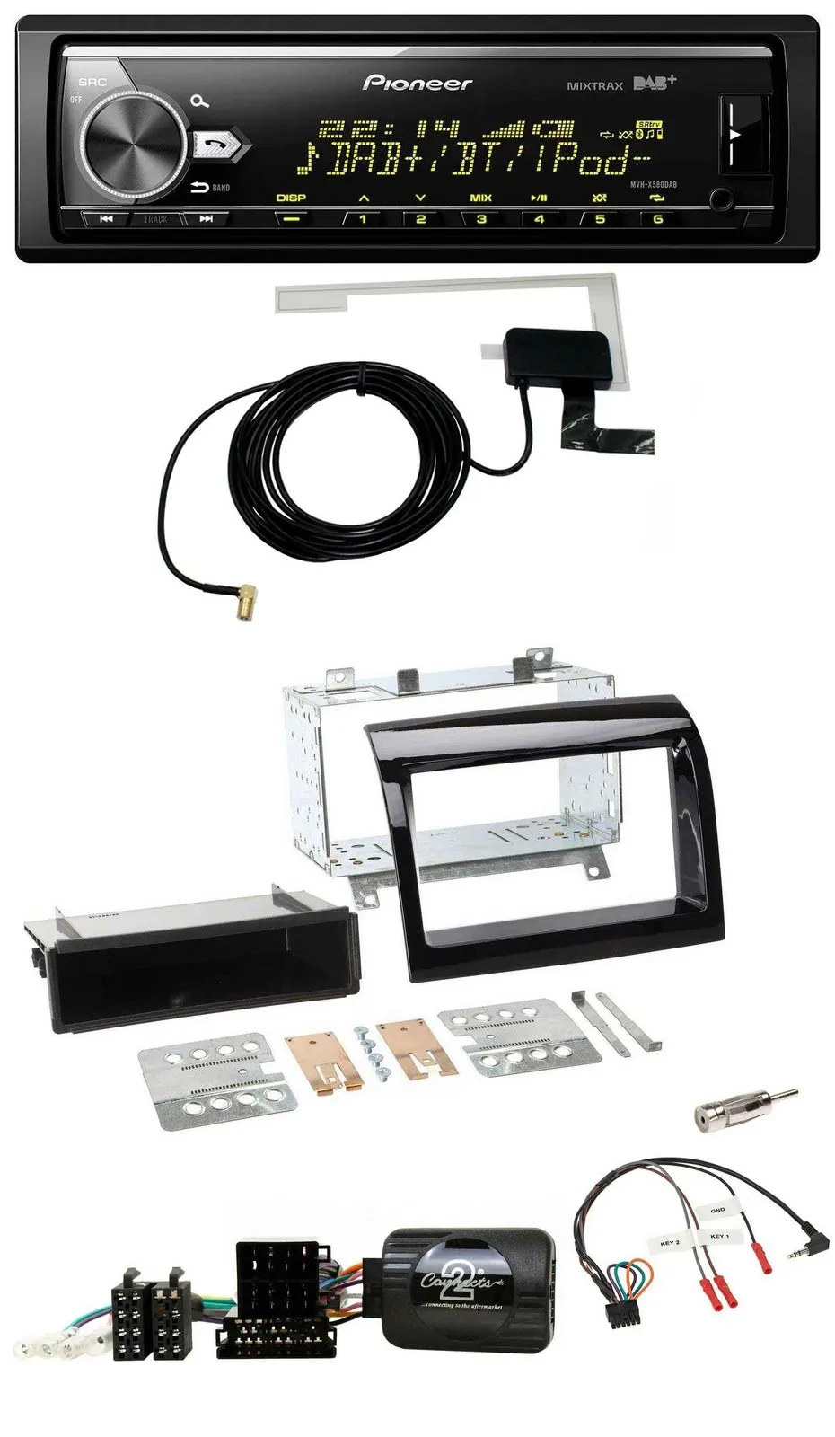 Автомагнитола для Fiat Ducato 2012–2015 Pioneer Bluetooth, DAB, USB, поддержка кнопок на руле, черный (piano black)