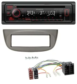 Автомагнитола Kenwood для Renault Twingo 2007–2012 CD USB Bluetooth DAB MP3 бежево-серый