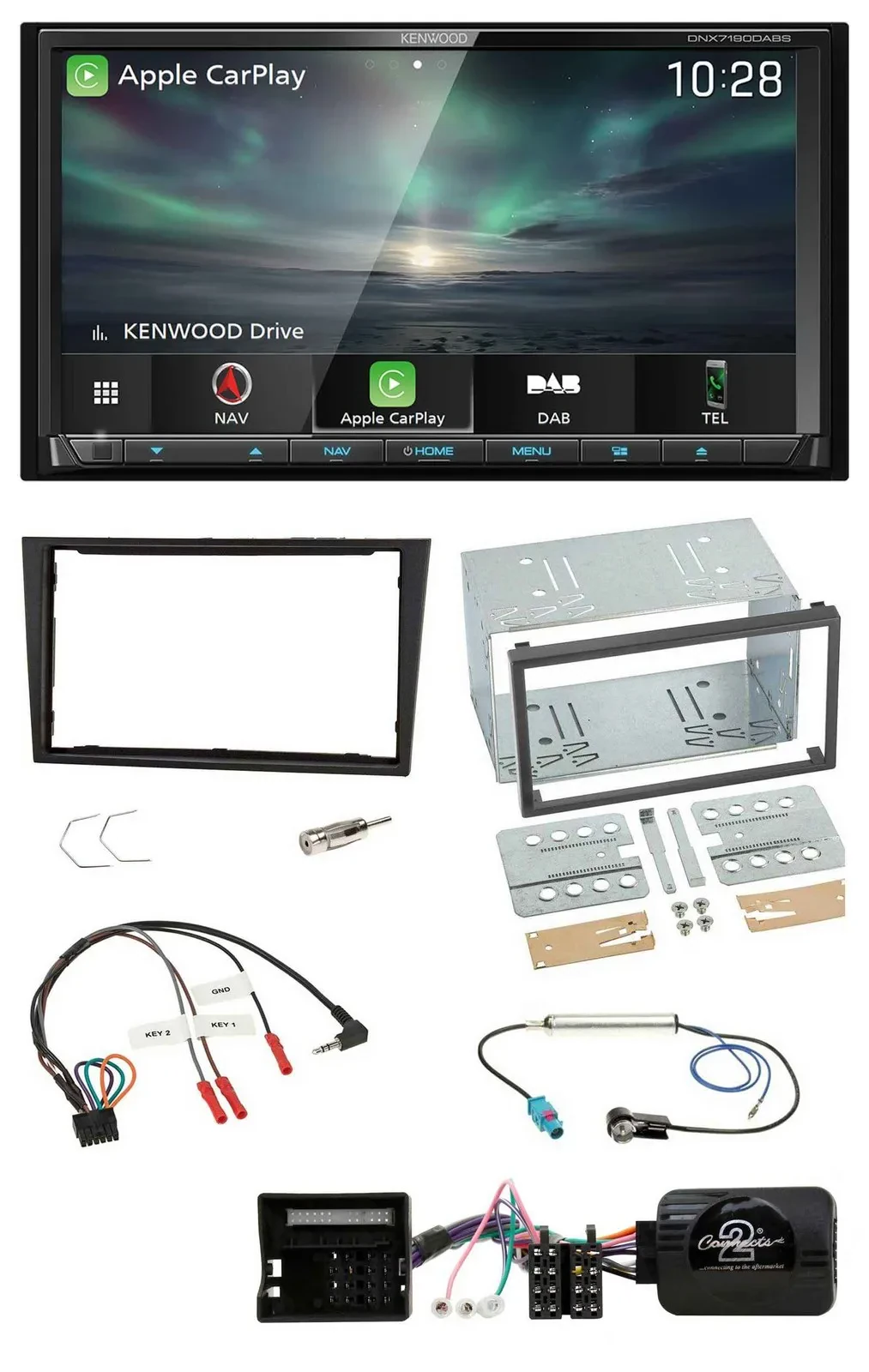 Kenwood Bluetooth USB 2DIN Lenkrad TMC DAB Navigation für Opel Corsa D 2006-2008