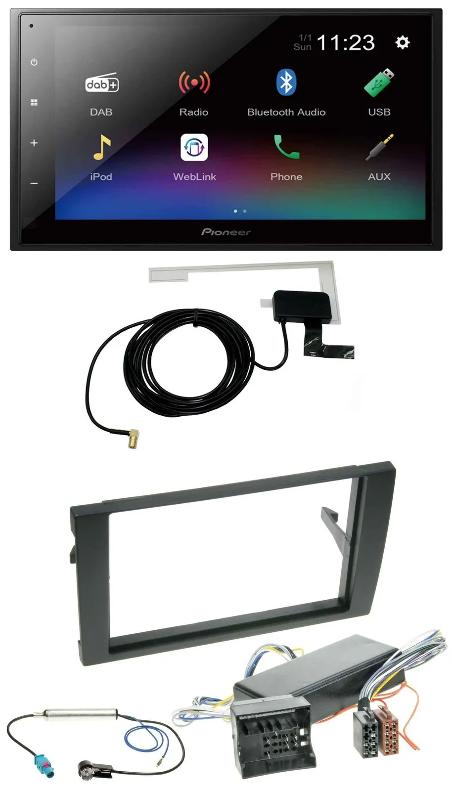 Pioneer DAB MP3 Bluetooth 2DIN USB Autoradio für Audi A4 04-08 B7 Bose Aktivsyst