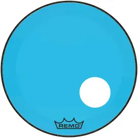 Б/У Пластик для барабана для бас-барабана Remo Powerstroke P3 Colortone Blue 22", с отверстием под микрофон 5"
