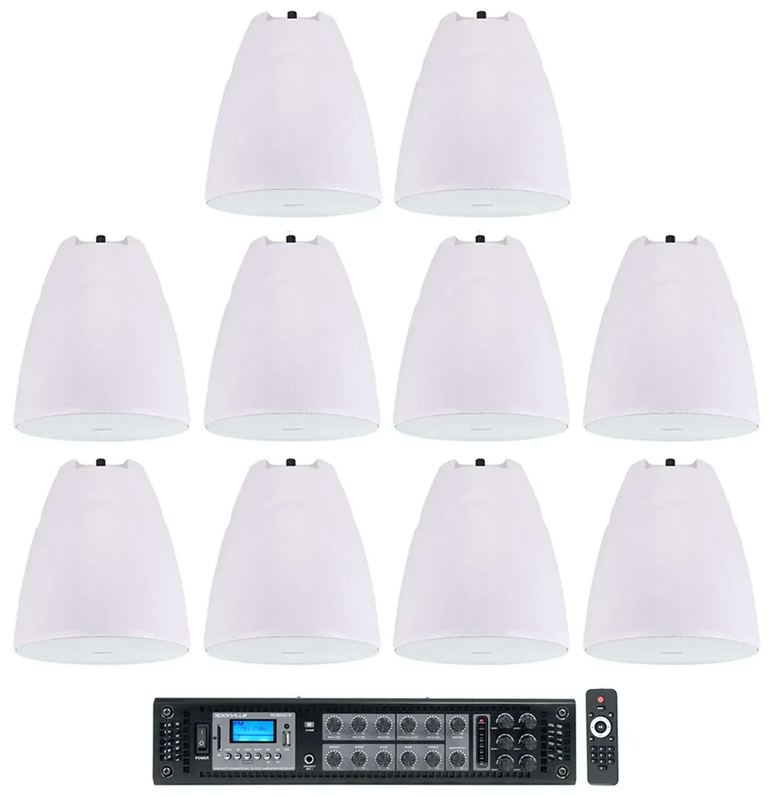 Потолочная акустика Rockville PEN-80T White с усилителем (10 штук)