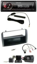 Автомагнитола для Alfa Romeo 147/GT 2007–2010 Pioneer 1 DIN, MP3, DAB, USB, антрацит, поддержка управления с руля, с карманом