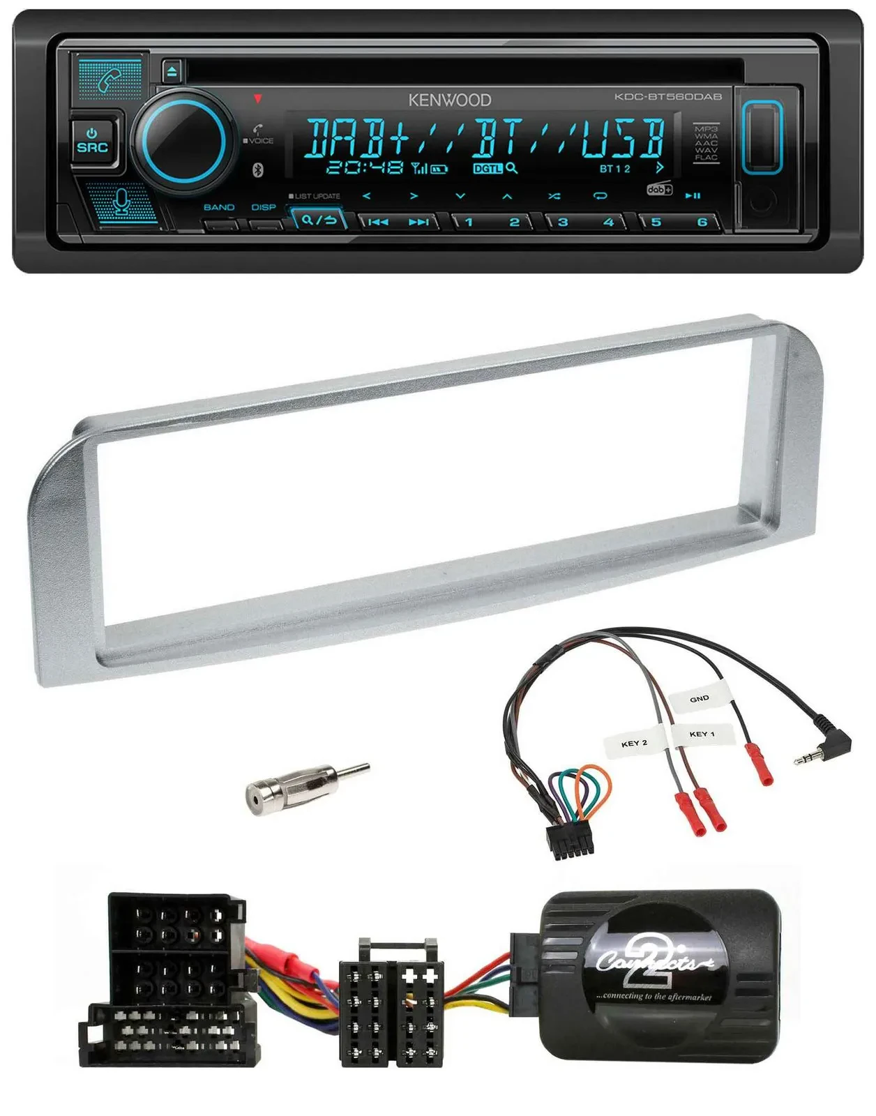 Kenwood Bluetooth DAB CD Lenkrad USB Autoradio für Alfa 147 GT silbergrau