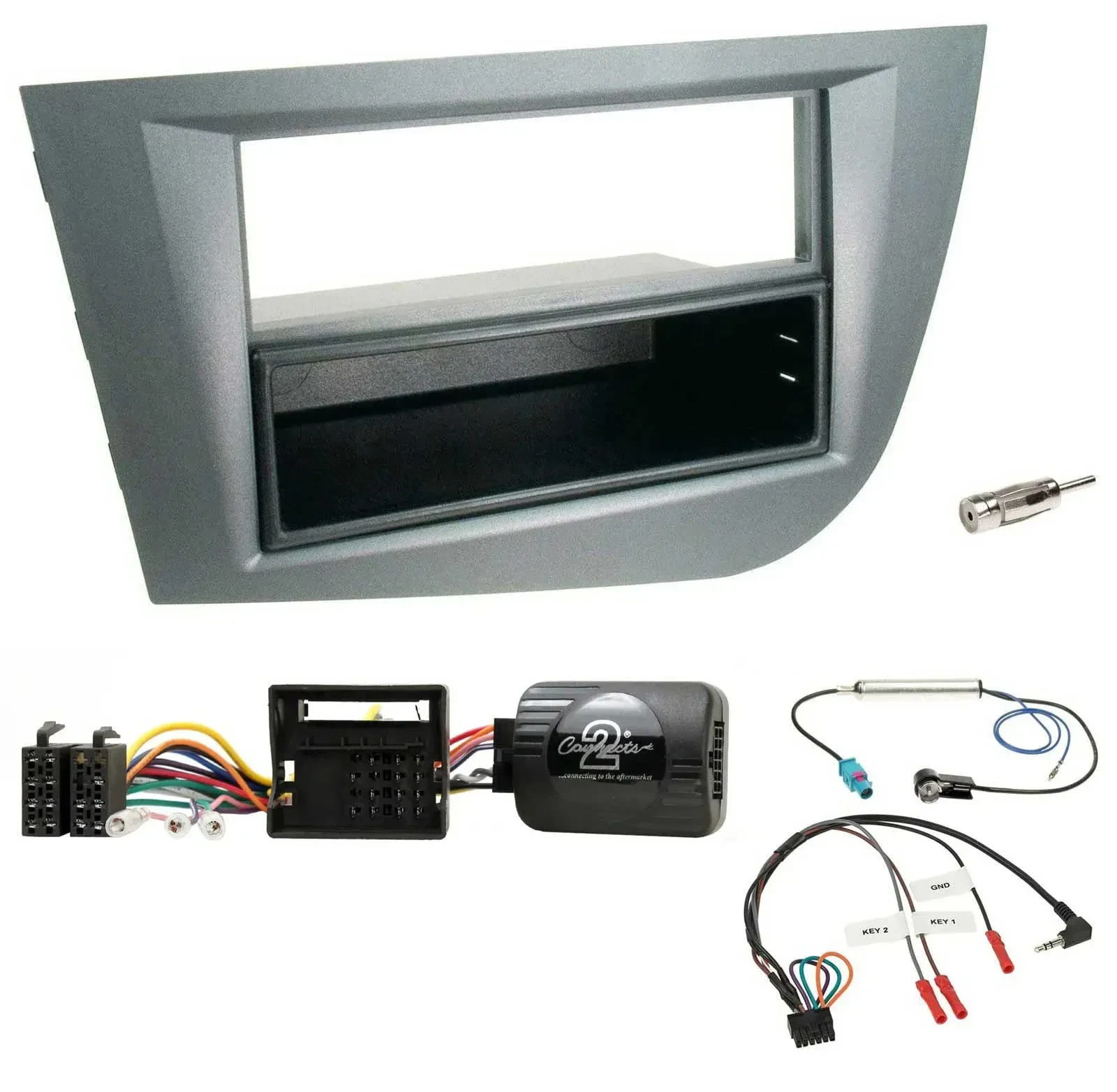Radioset Lenkradadapter DIN Autoradio für Seat Leon 2005-2010 dunkelgrau metalli
