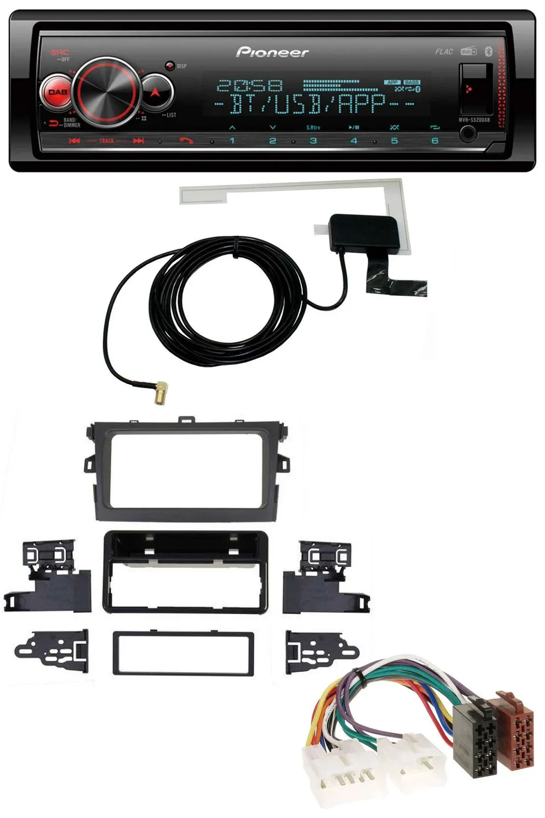 Pioneer Bluetooth DAB USB MP3 Autoradio für Toyota Corolla 2009-2012 silber