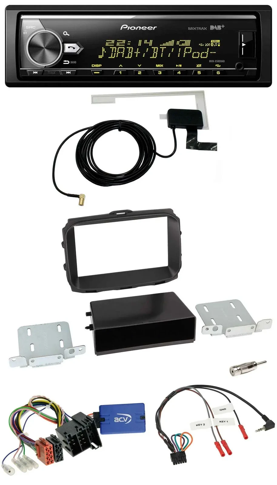 Автомагнитола для Alfa Romeo Giulietta 2013–2021 Pioneer Bluetooth, DAB, USB, поддержка кнопок на руле