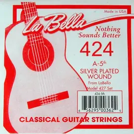 Струна для классической гитары La Bella 424, нейлон посеребренный, калибр 33