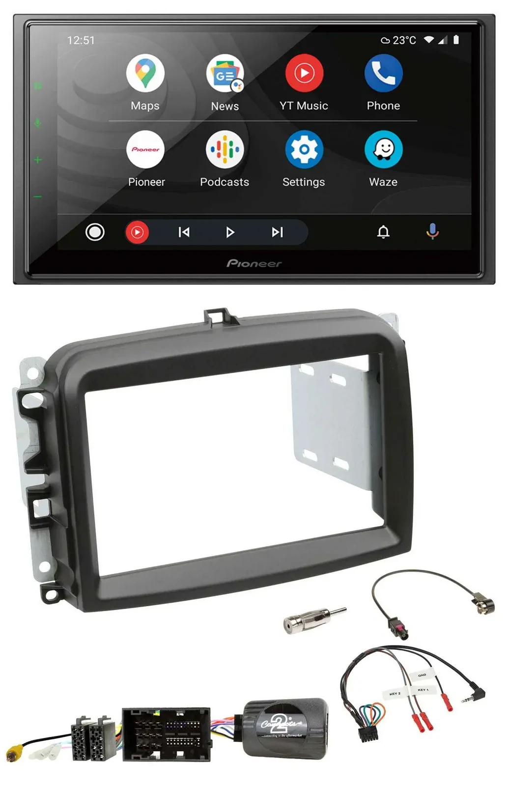 Pioneer USB 2DIN DAB Lenkrad Bluetooth Autoradio für Fiat 500 L ab 2012