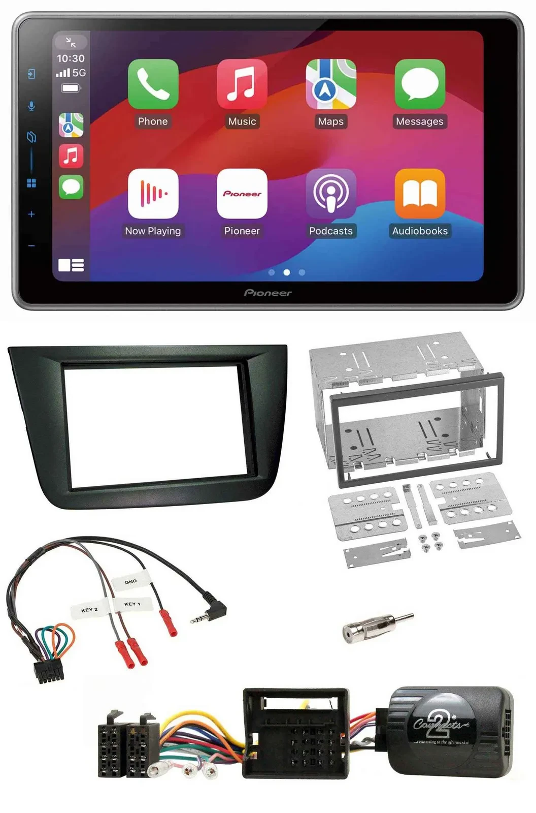 Pioneer Lenkrad USB DAB Bluetooth 2DIN Autoradio für Seat Altea Toledo schwarz