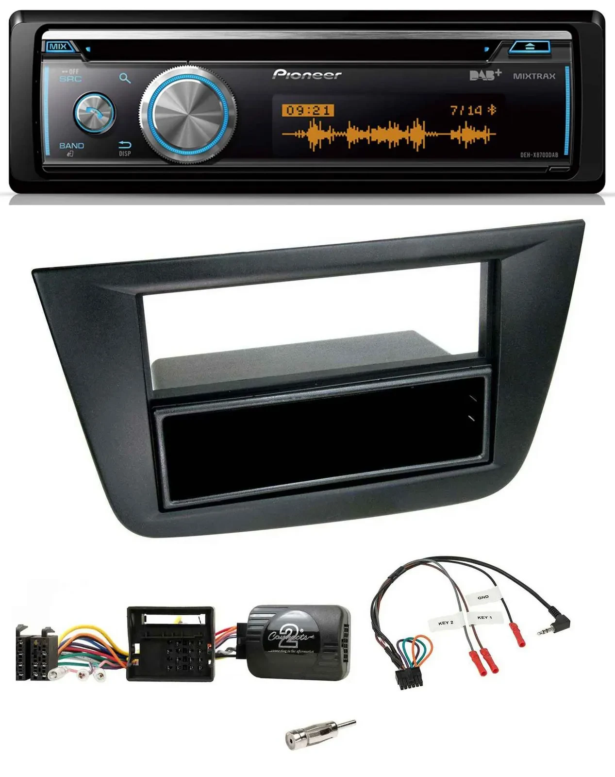 Автомагнитола Pioneer DAB USB CD Bluetooth для Seat Altea/Toledo (2004–2009) с поддержкой управления на руле