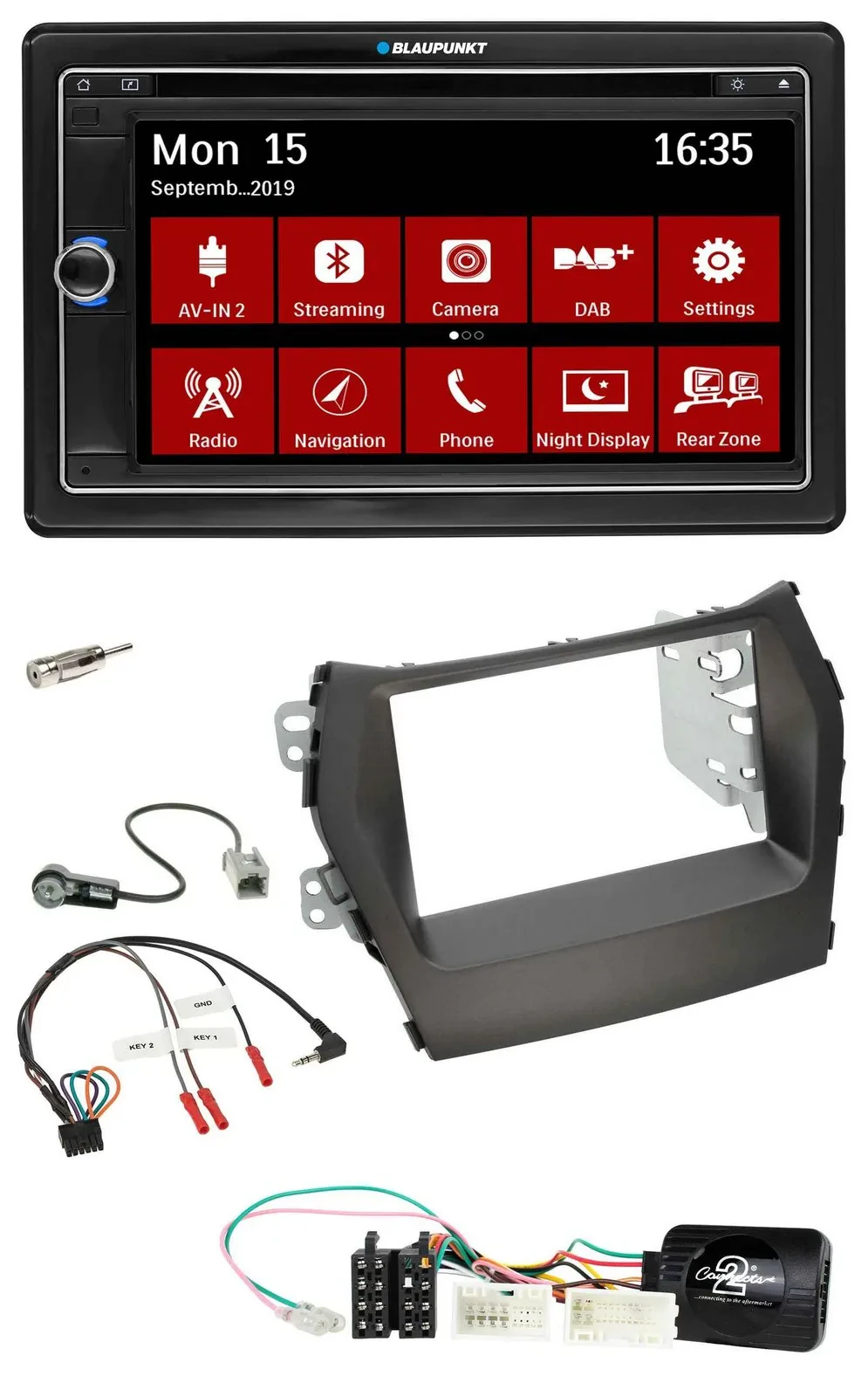 Blaupunkt Bluetooth DAB 2DIN USB DVD Lenkrad Autoradio für Hyundai Santa Fe ab 2