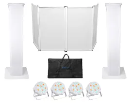 (2) Rockville Totem Moving Head Light Stands+Black+White Scrims+Facade+Lights