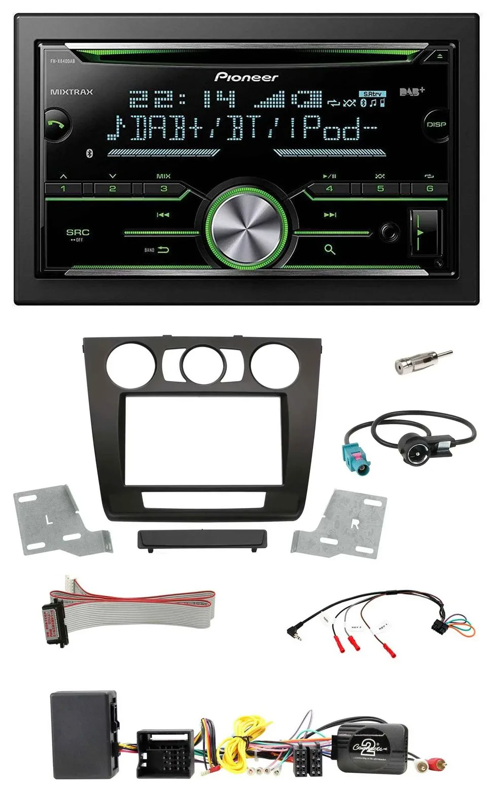 Pioneer Bluetooth Lenkrad DAB 2DIN USB CD Autoradio für BMW 1er Aktiv man. Klima