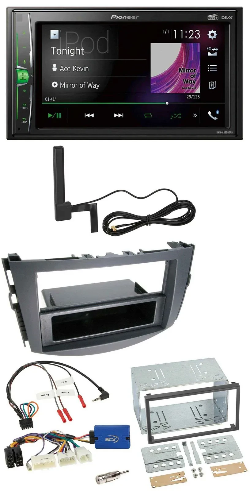 Автомагнитола Pioneer 2DIN, DAB, Bluetooth, MP3, для Toyota RAV4 (с 2011), 28-pin