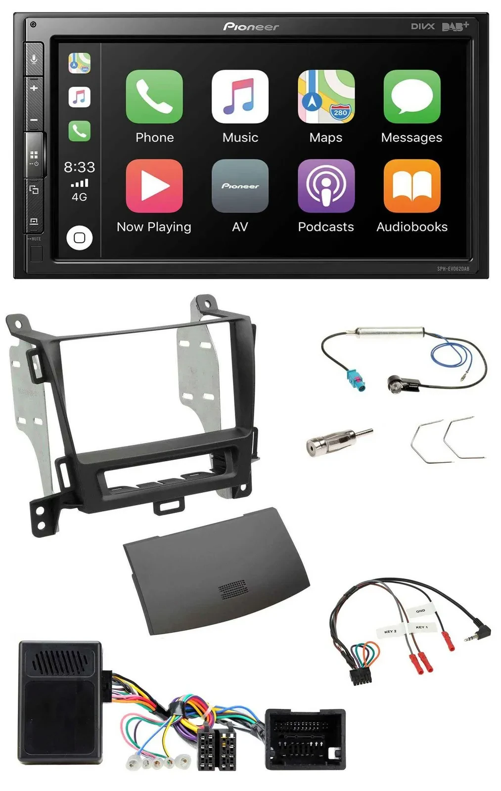 Автомагнитола для Opel Zafira (с 2013) Pioneer 2DIN, DAB, Bluetooth, USB, поддержка управления на руле, чёрный (Jet Black)