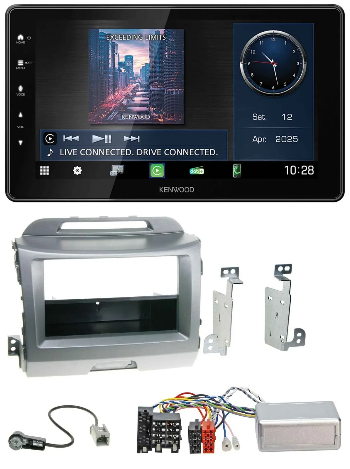 Автомагнитола Kenwood Bluetooth USB DAB для Kia Sportage 3 (2010–2015) серебристая