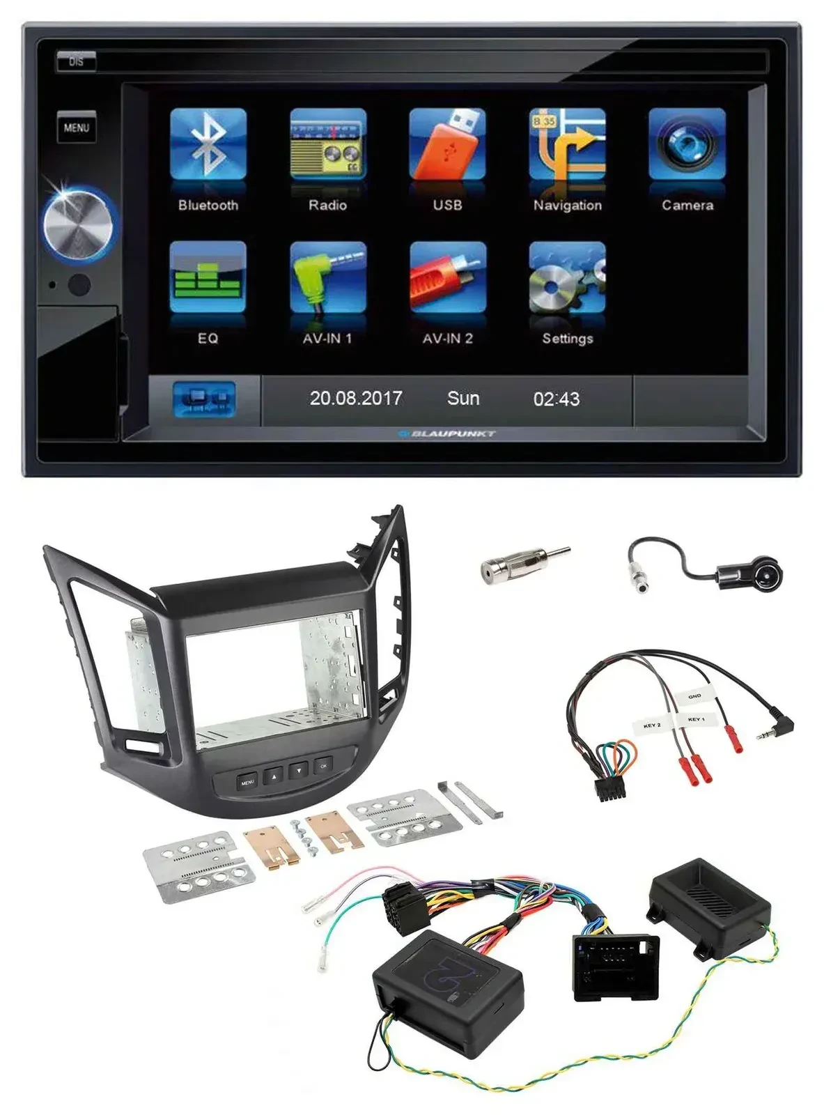 Blaupunkt SD USB TMC Bluetooth 2DIN Lenkrad Navigation für Chevrolet Orlando 201