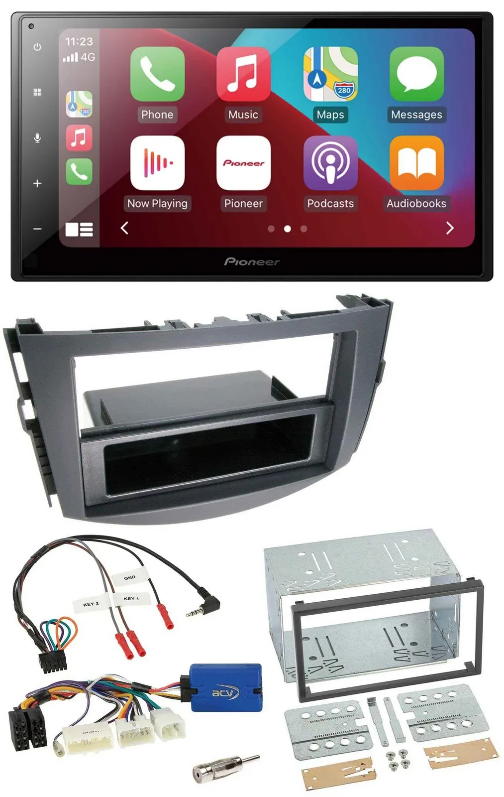Автомагнитола Pioneer для Toyota RAV4 (с 2011), 2-DIN, DAB, Bluetooth, USB, 28-pin, поддержка кнопок на руле