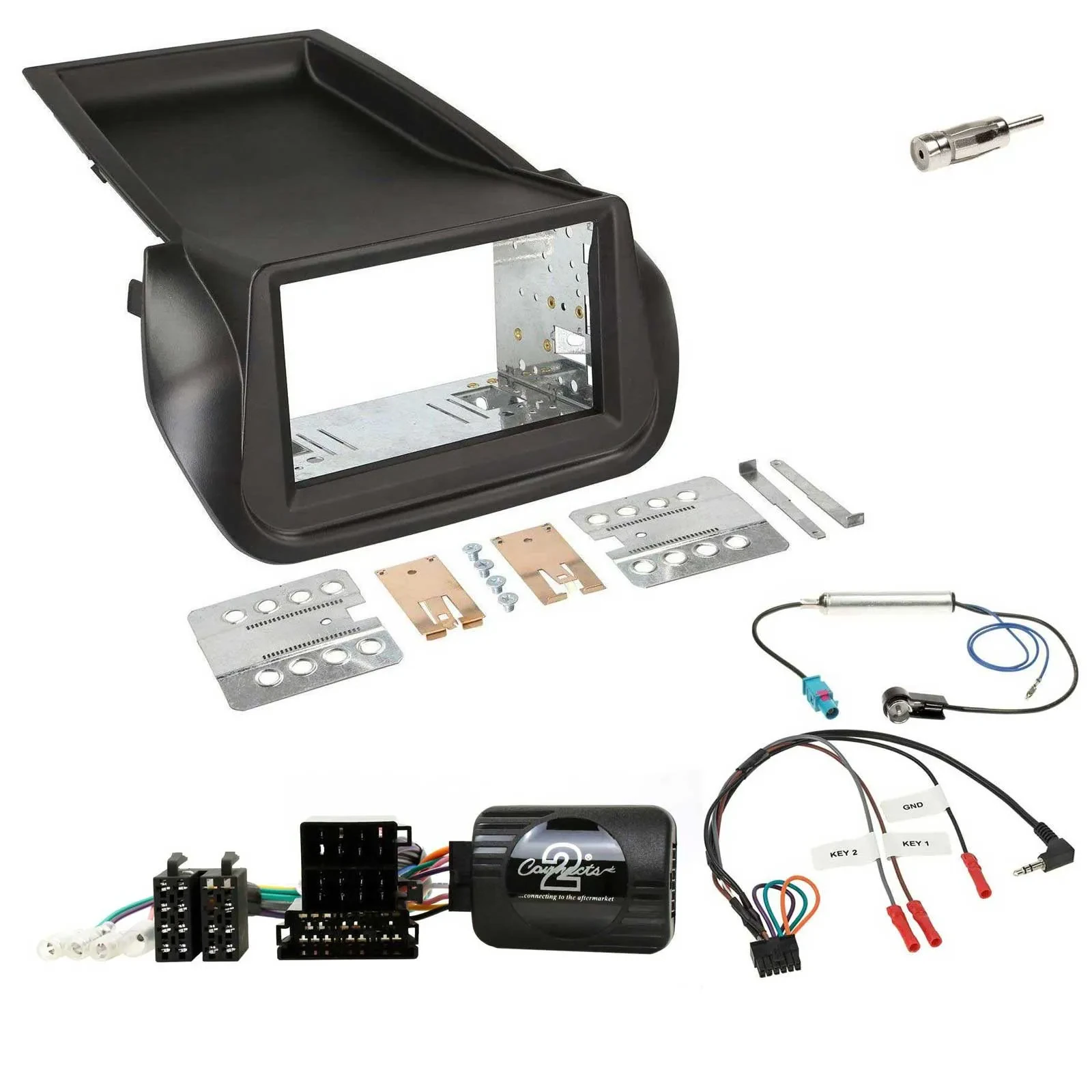 Einbauset Lenkradadapter Doppel DIN Autoradio für Citroen Nemo Peugeot Bipper