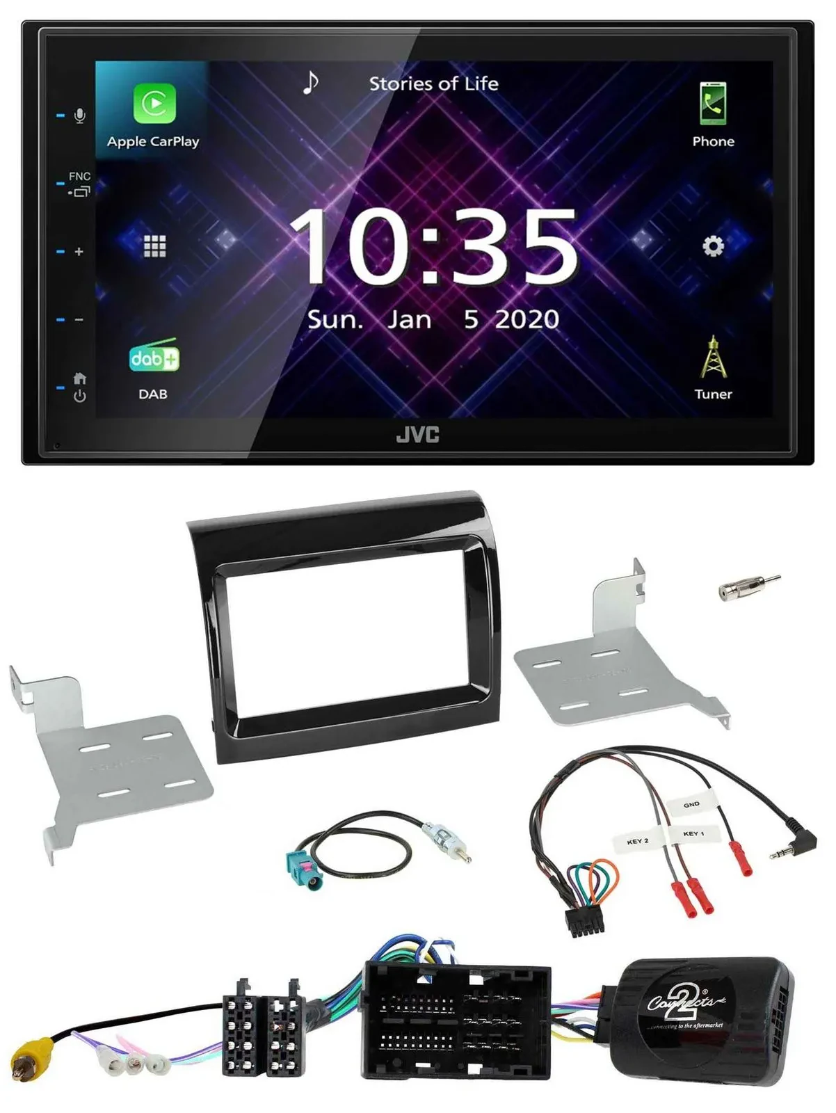 JVC DAB 2DIN Lenkrad Bluetooth USB Autoradio für Citroen Fiat Peugeot 2016-2021