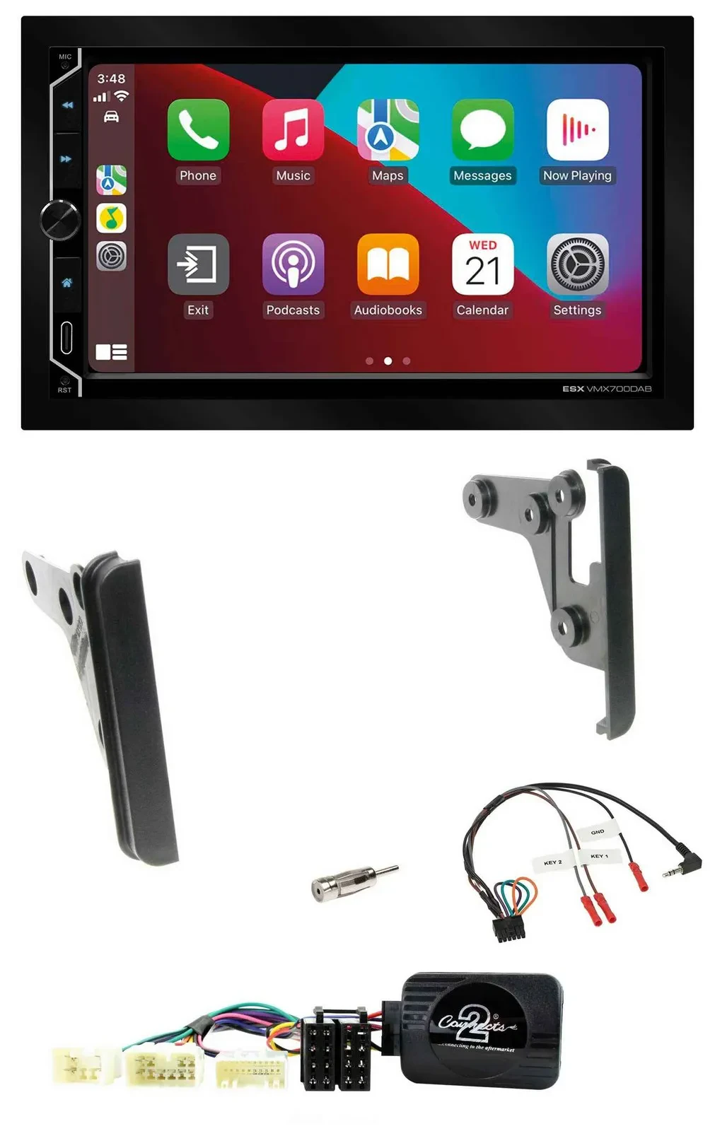 ESX 2DIN DAB USB Lenkrad Bluetooth Autoradio für Toyota Yaris 2007-2010