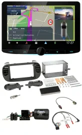 Kenwood Bluetooth DAB TMC 2DIN Lenkrad USB Navigation für Fiat 500 08-15 soft to